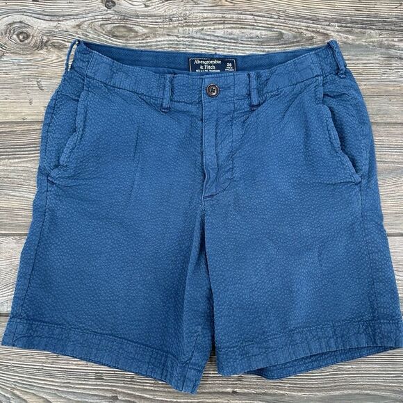 Abercrombie Fitch Men's Size 26 Blue Seersucker Beach Resort Active Chino Shorts - Picture 1 of 5